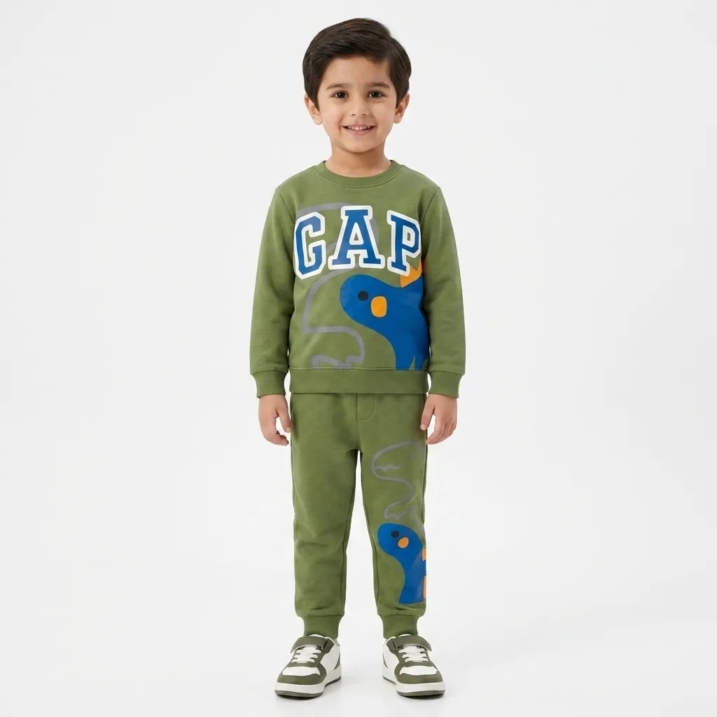 Boys Green Dino & GAP Winter Coord Set (2 Piece) - Size 1 - 12 Years