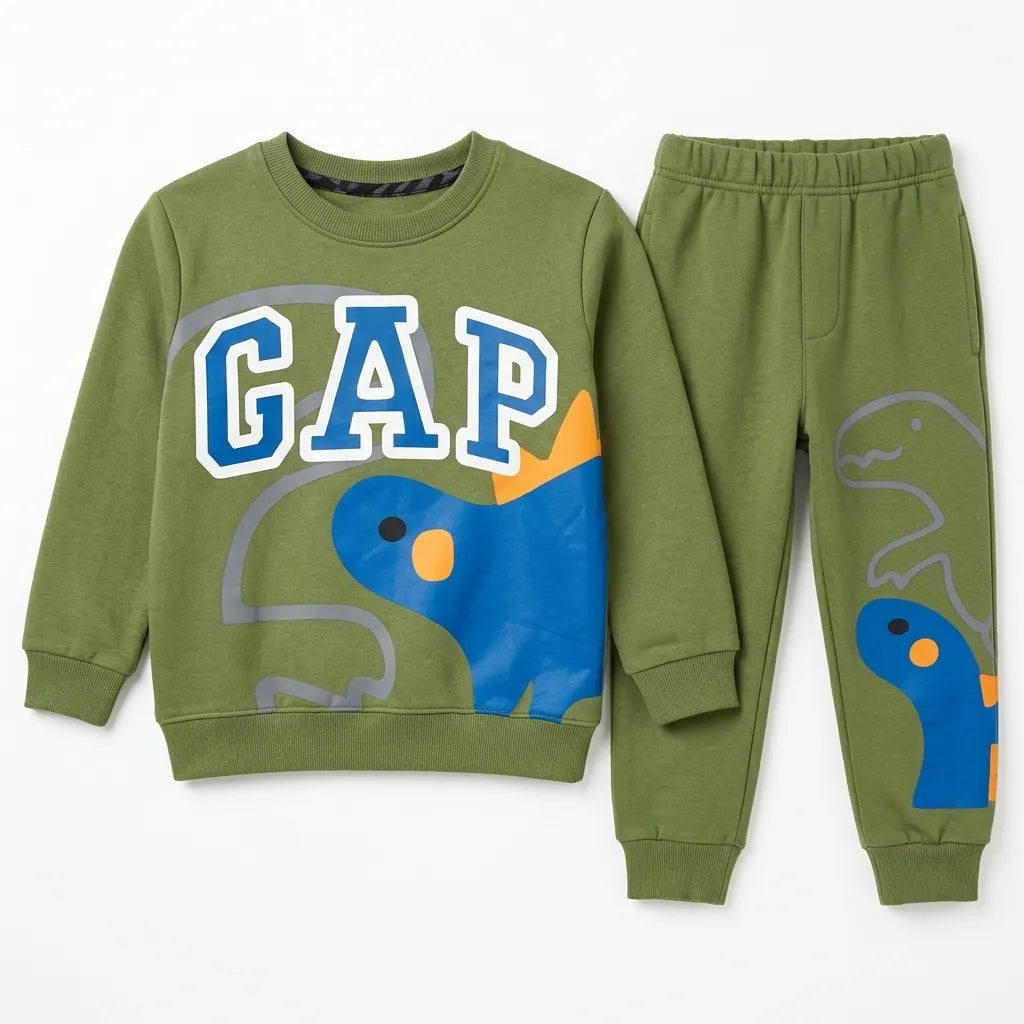 Boys Green Dino & GAP Winter Coord Set (2 Piece) - Size 1 - 12 Years