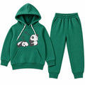 Boys Green Panda Winter Hoodie Coord Set (2 Piece) - Size 1 - 12 Years