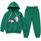 Boys Green Panda Winter Hoodie Coord Set (2 Piece) - Size 1 - 12 Years