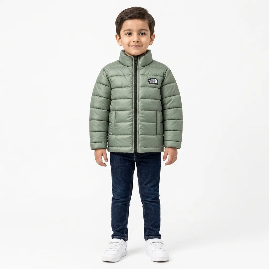 Boys Green Puffer Jacket – The North Face Print (Size 2 - 7 Years)