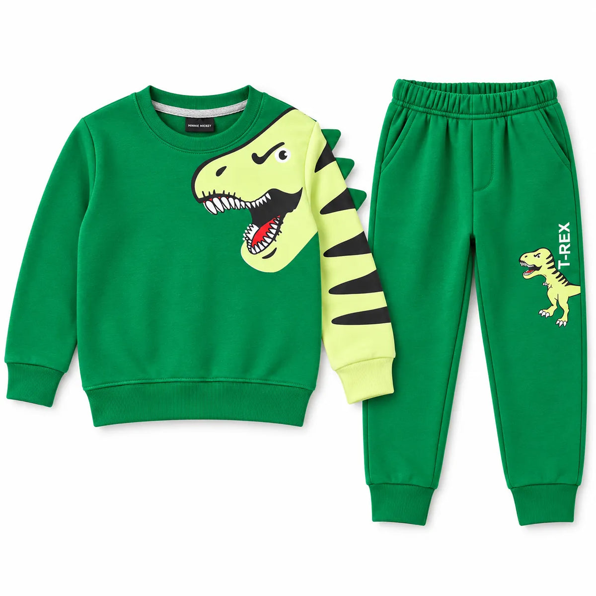 Boys Green T-Rex Winter Coord Set (Size 1 - 12 Years)