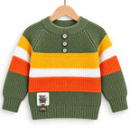 Boys Green Winter Sweater with Striped Design (Size 1 - 4 Years)