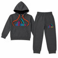 Boys grey Adidas hoodie and fleece trouser set by Lil' Cubs for ages 1 to 12, featuring a comfortable, casual design.