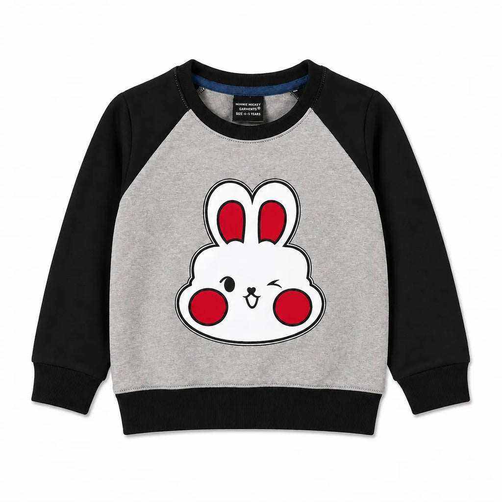 Girls Grey & Black Cute Rabbit Winter Coord Set (2 Piece) - Size 1 - 12 Years