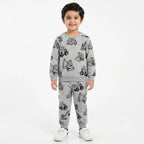 Boys grey construction-themed fleece winter coord set by lilcubspk, 2-piece outfit for ages 1 to 12 years, includes hoodie and pants