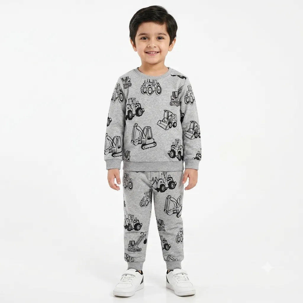 Boys Grey Construction Winter Coord Set (2 Piece) - Size 1 - 12 Years