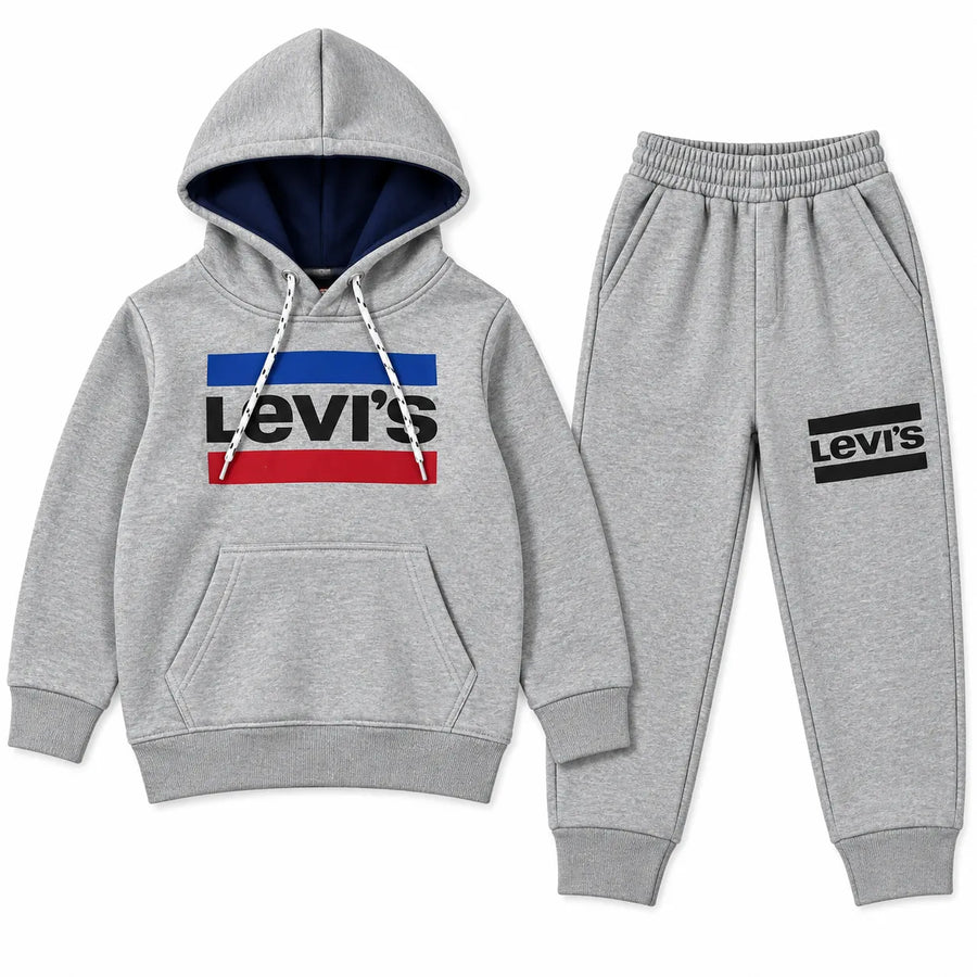 Boys Grey Levis Pocket Winter Hoodie Coord Set (Size 1 - 12 Years)