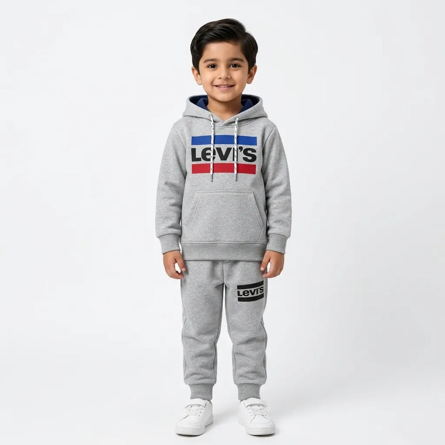 Boys Grey Levis Pocket Winter Hoodie Coord Set (Size 1 - 12 Years)