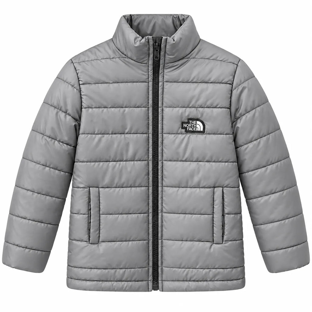 Boys Grey Puffer Jacket – The North Face Print (Size 2 - 7 Years)