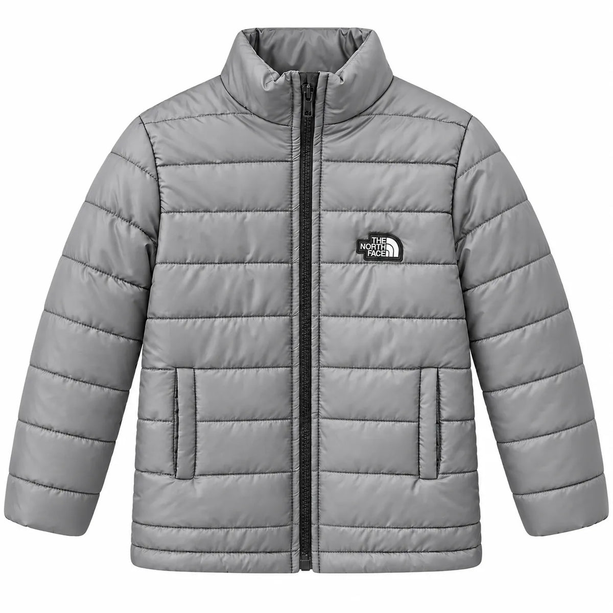 Boys Grey Puffer Jacket – The North Face Print (Size 2 - 7 Years)