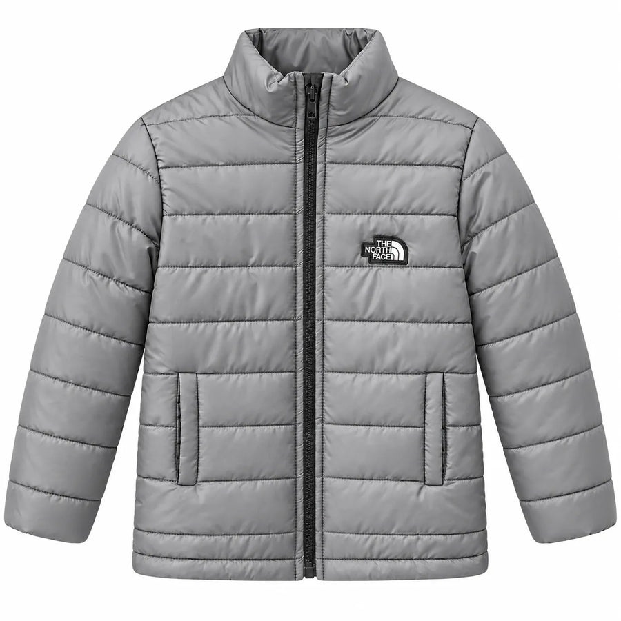 Boys Grey Puffer Jacket – The North Face Print (Size 2 - 7 Years)