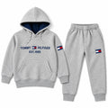 Boys Grey Tommy & Hilfiger Hoodie Winter Coord Set (2 Piece) - Size 1 - 12 Years