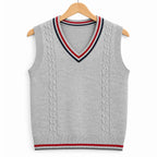 Boys Grey Winter Sleeveless Sweater with V-Neck Pattern (Size 3 - 7 Years)