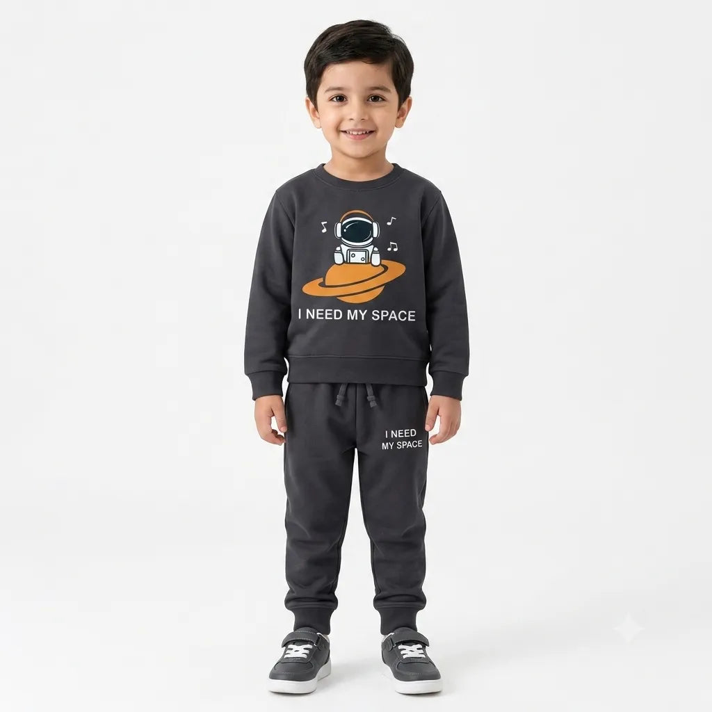 Boys "I need My Space" Charcoal Grey Winter Coord Set (2 Piece) - Size 1 - 12 Years