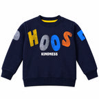 Boys Kindness Print Navy Blue Winter Sweatshirt (Size 9 Months - 12 Years)
