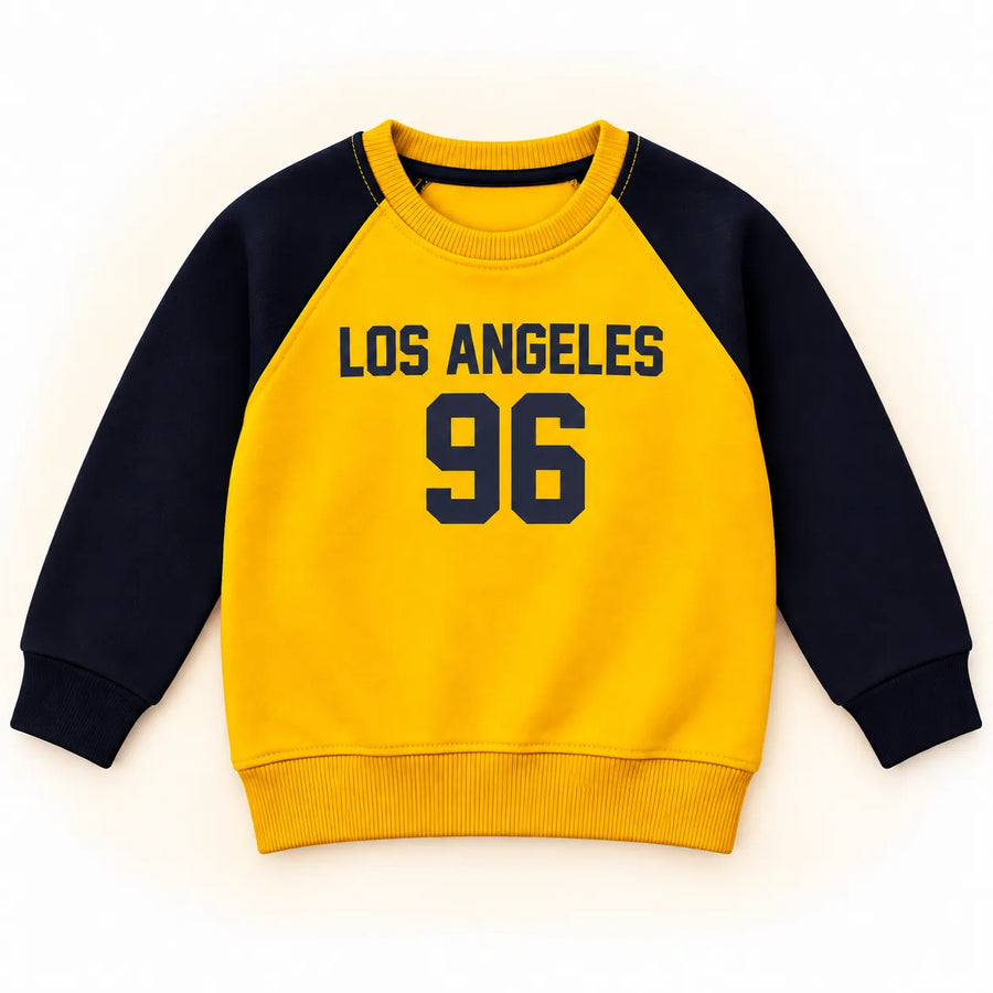 Boys Los Angeles 96 Yellow & Navy Blue Winter Sweatshirt (Size 9 Months - 12 Years)
