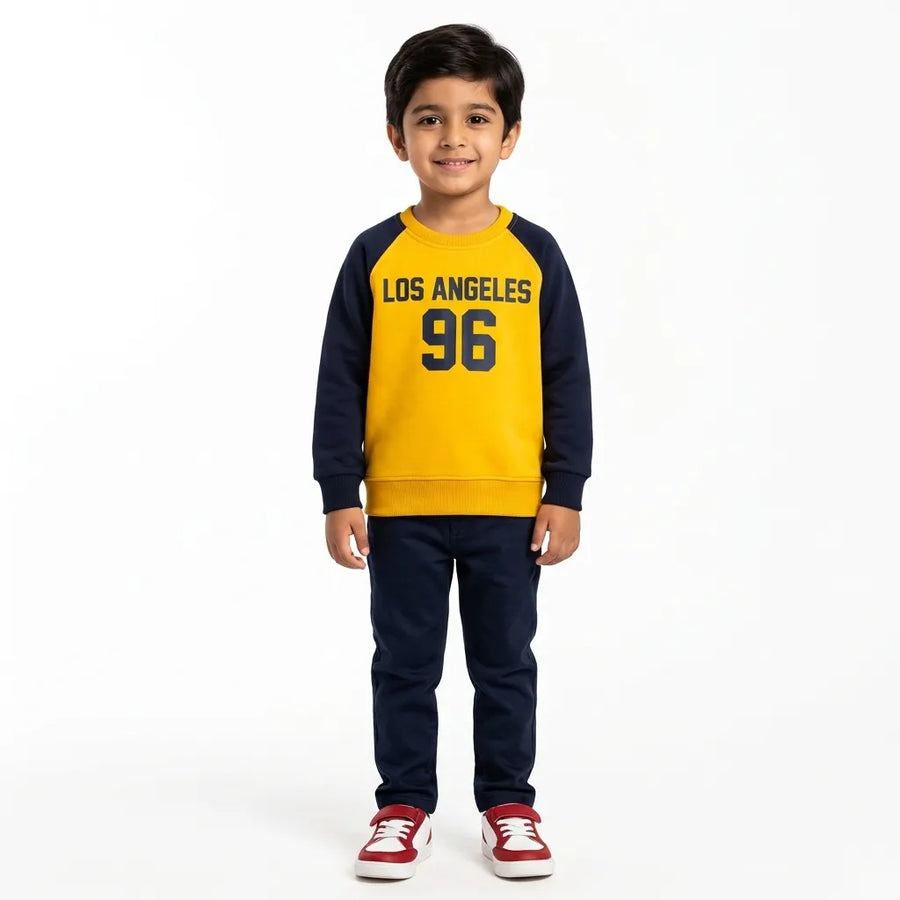 Boys Los Angeles 96 Yellow & Navy Blue Winter Sweatshirt (Size 9 Months - 12 Years)