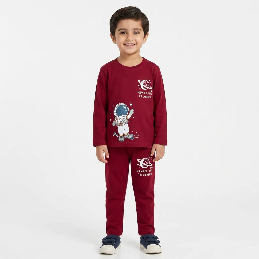 Boys Maroon Astronaut Coord Set (2 Piece) - Size 1 - 12 Years