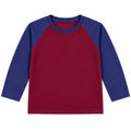 Boys Maroon & Blue Full Sleeves Cotton T-Shirt (Size 9 Months - 12 Years)