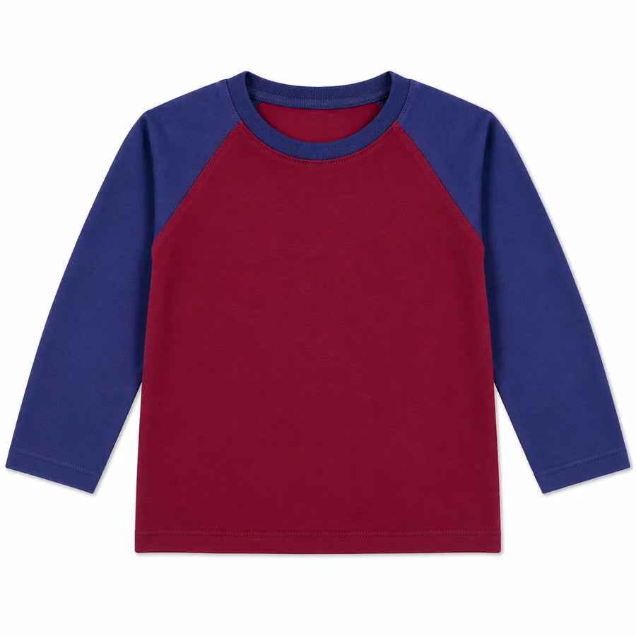 Boys Maroon & Blue Full Sleeves Cotton T-Shirt (Size 9 Months - 12 Years)