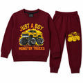 Boys Maroon Monster Truck Winter Coord Set (2 Piece) - Size 1 - 12 Years