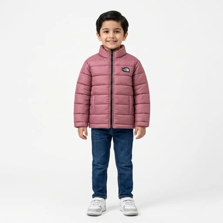 Boys Maroon Puffer Jacket – The North Face Print (Size 2 - 7 Years)