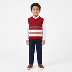 Boys Maroon Winter Sleeveless Sweater with Horse Design (Size 1 - 4 Years)