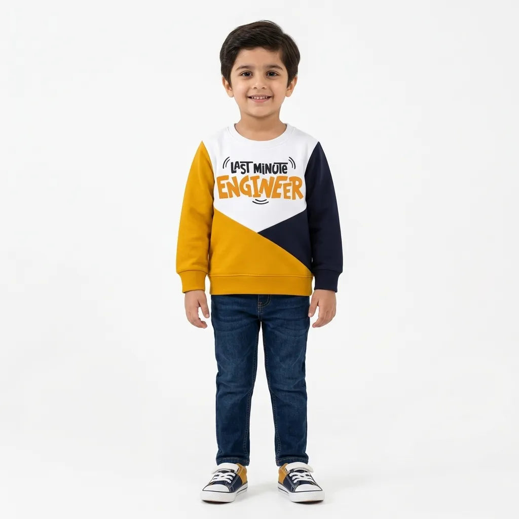 Boys Mustard Last Minute Engineer Winter Sweatshirt (Size 9 Months - 12 Years)