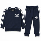 Boys navy blue Adidas winter 2-piece coord set by Lil' Cubs, includes a hoodie and pants, size 1 to 12 years