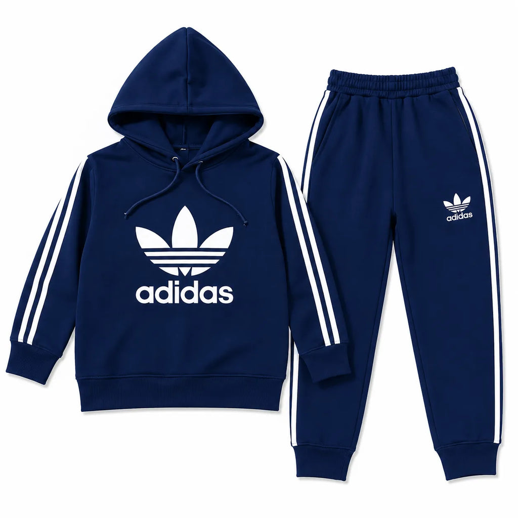 Boys Navy Blue Adidas Winter Hoodie Coord Set (2 Piece) - Size 1 - 12 Years