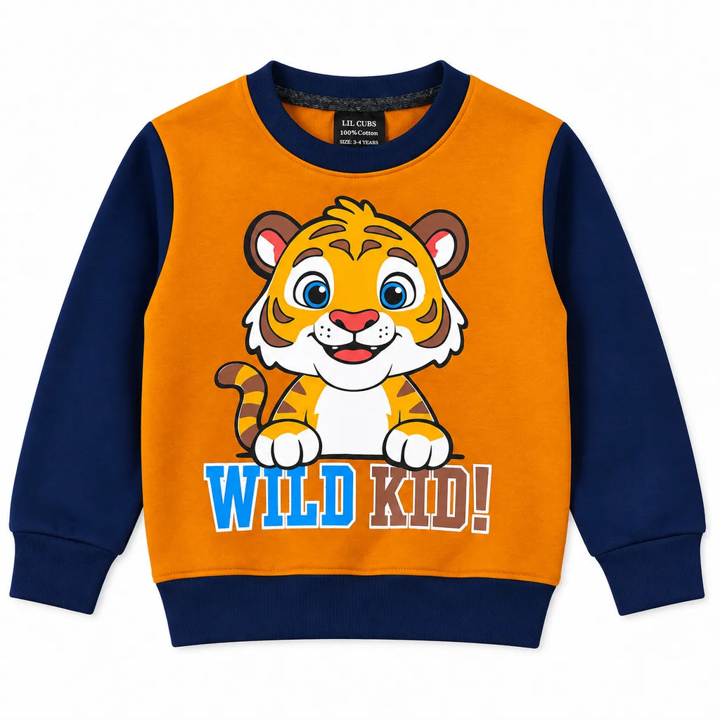 Boys Navy Blue & Mustard Wild Kid Winter Coord Set (2 Piece) - Size 1 - 12 Years
