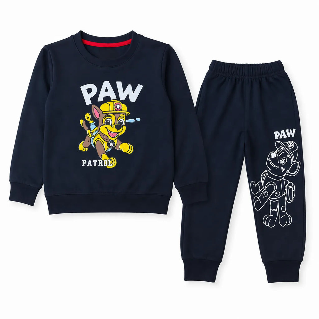 Boys navy blue Paw Patrol winter fleece coord set with jacket and pants, size 2 to 12 years, by lilcubspk.