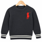Boys Navy Blue Polo Print Winter Sweater Round Neck (Size 3 - 6 Years)