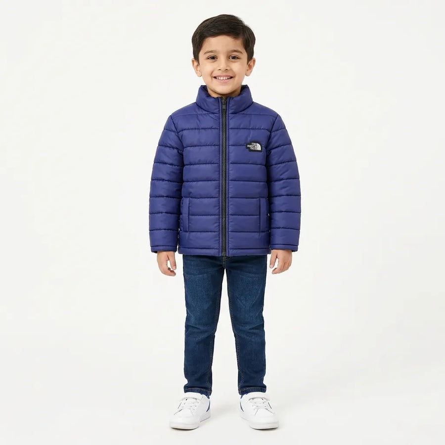 Boys Navy Blue Puffer Jacket – The North Face Print (Size 2 - 7 Years)