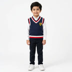 Boys Navy Blue Winter Sleeveless Sweater with Ferrari Print (Size 1 - 4 Years)