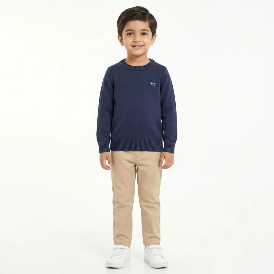 Boys Navy Blue Winter Sweater with Tommy Hilfiger Print (Size 3 - 6 Years)