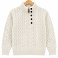 Boys Off-White Winter Sweater with Cable Knit Pattern (Size 1 - 4 Years)