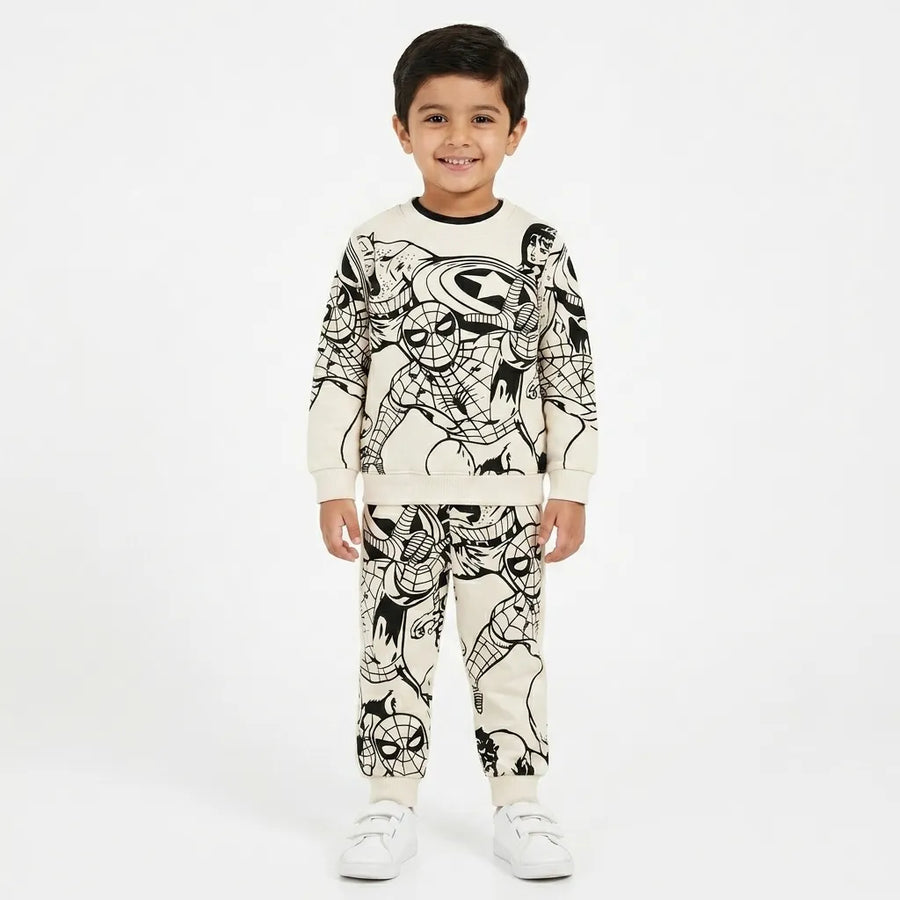 Boys Off White Spider Winter Coord Set (2 Piece) - Size 1 - 12 Years