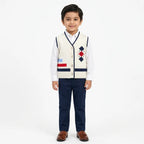 Boys Off White Winter Sleeveless Sweater (Size 6 Months - 3 Years)