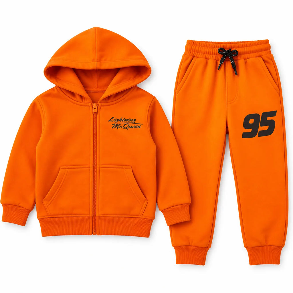 Boys Orange Lightning McQueen Fleece Winter Coord Set (2 Piece) - Size 1 - 10 Years