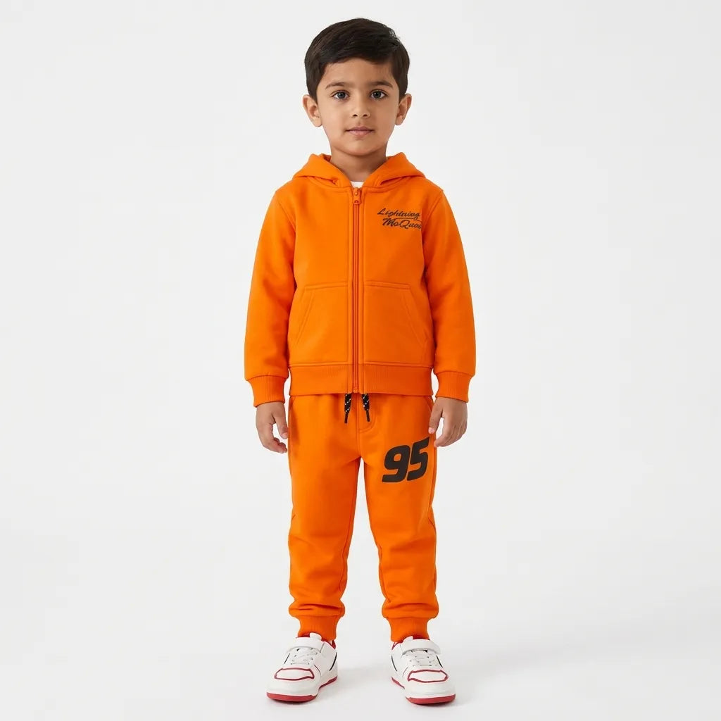 Boys Orange Lightning McQueen Fleece Winter Coord Set (2 Piece) - Size 1 - 10 Years