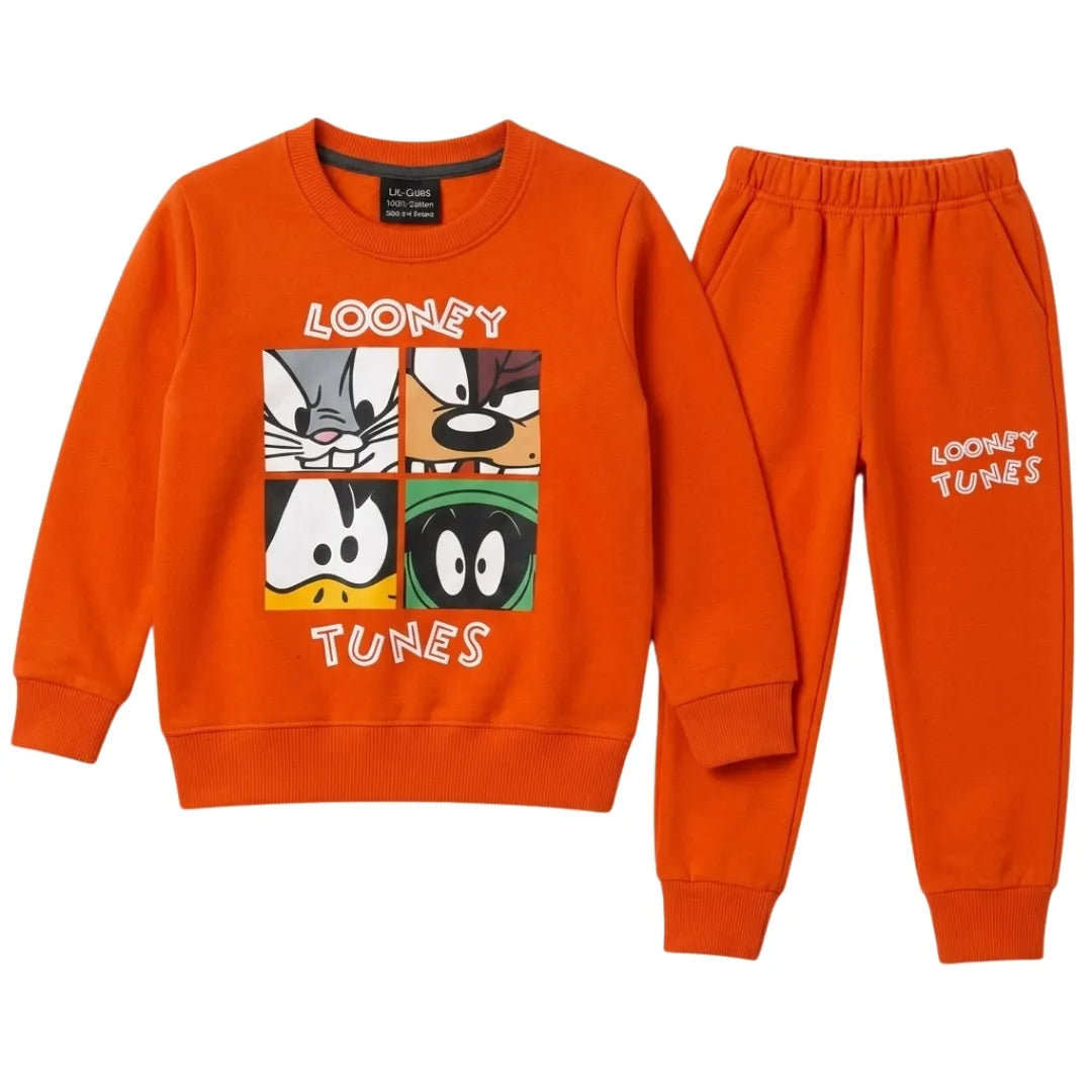 Boys Orange Looney Tunes Winter Coord Set (2 Piece) - Size 1 - 12 Years