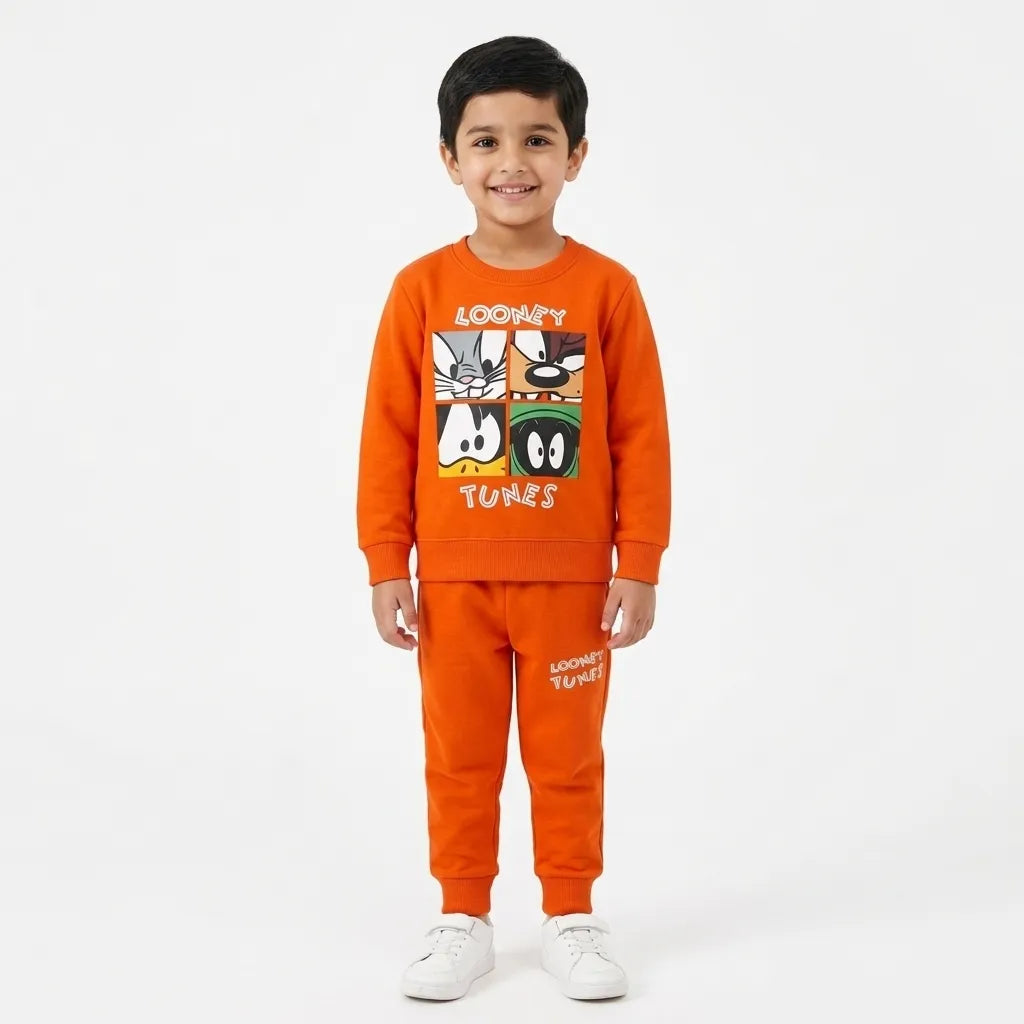 Boys Orange Looney Tunes Winter Coord Set (2 Piece) - Size 1 - 12 Years