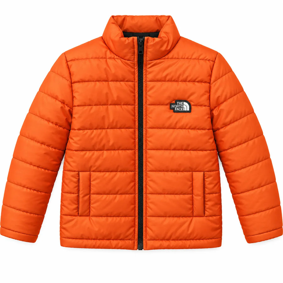 Boys Orange Puffer Jacket – The North Face Print (Size 2 - 7 Years)