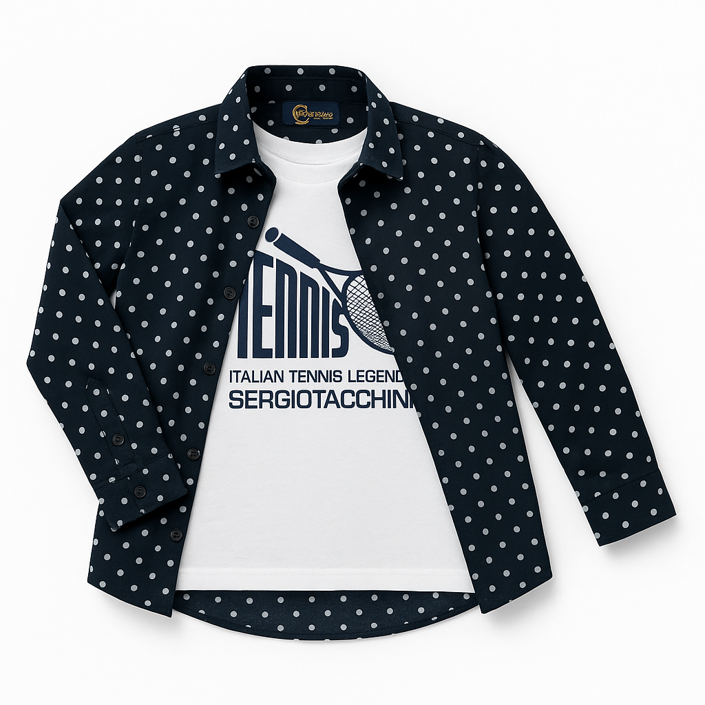Boys Polka Dot Double Shirt – Stylish Layered Look (1-12Y)