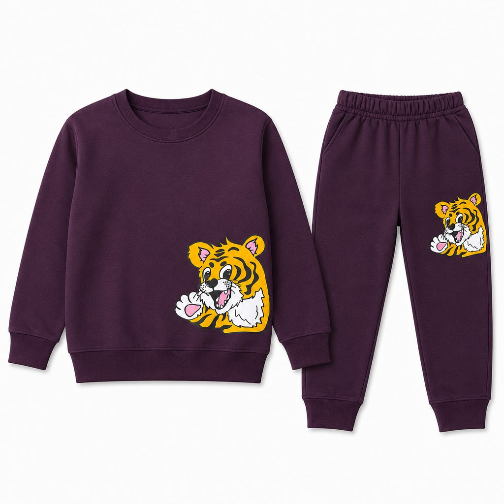 Boys Purple Tiger Winter Coord Set (2 Piece) - Size 1 - 12 Years