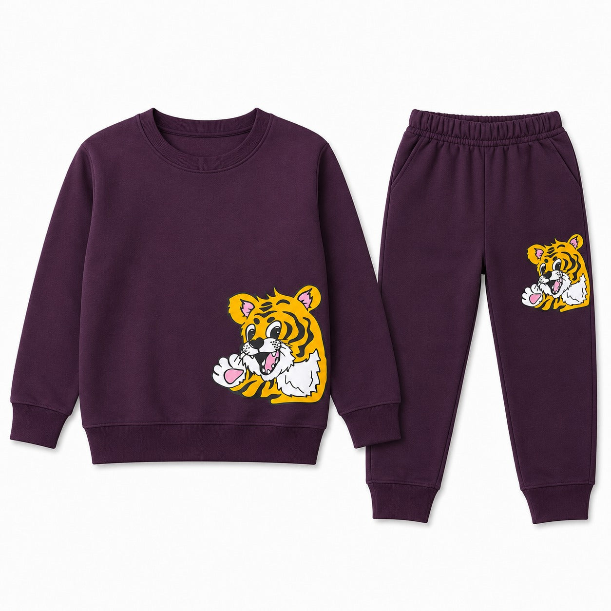 Boys Purple Tiger Winter Coord Set (2 Piece) - Size 1 - 12 Years