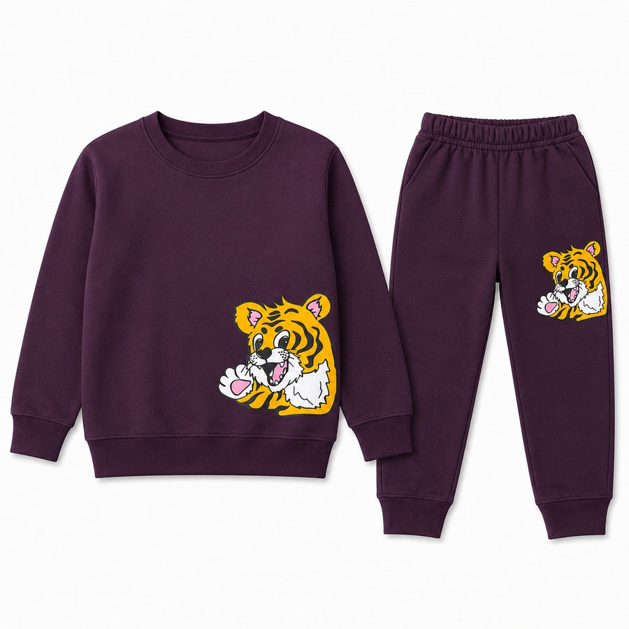 Boys Purple Tiger Winter Coord Set (2 Piece) - Size 1 - 12 Years