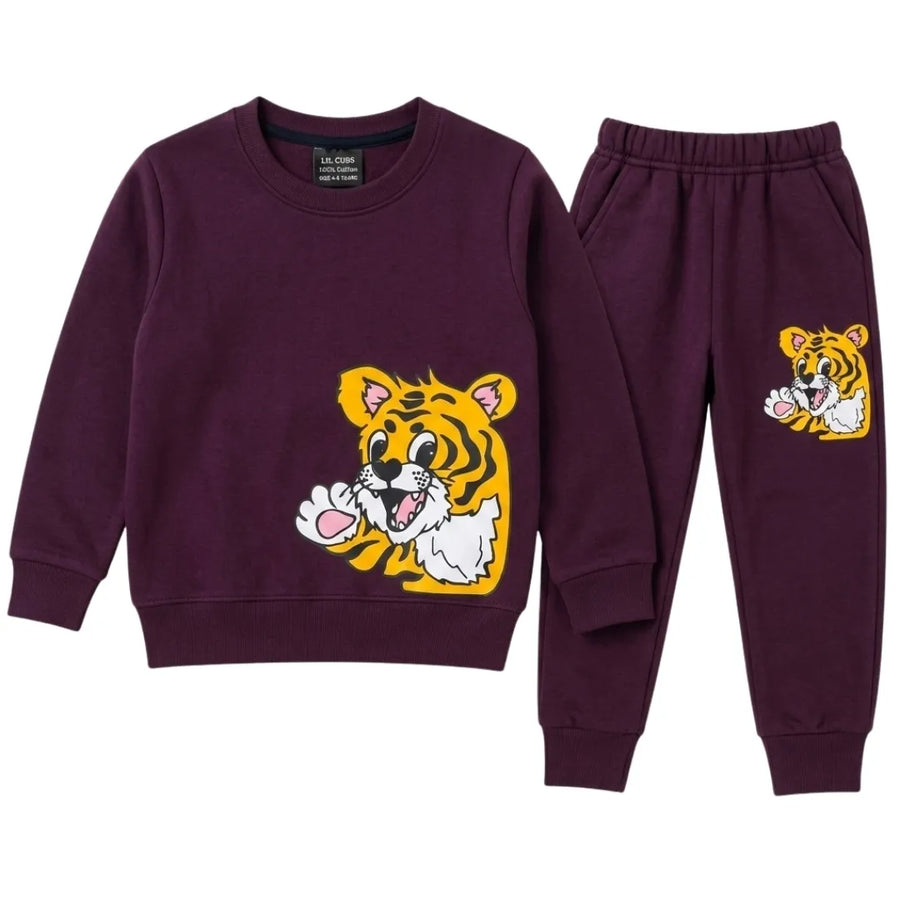 Boys Purple Tiger Winter Coord Set (2 Piece) - Size 1 - 12 Years